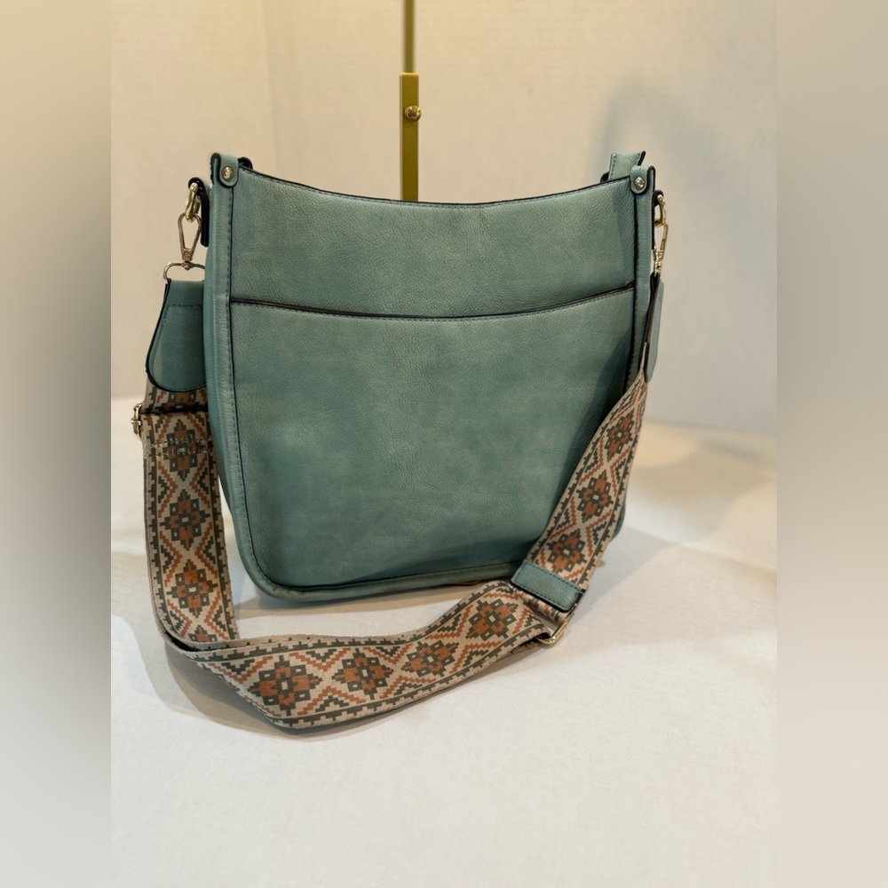 Jen & Co. Chloe Vegan Adjustable/Removable Strap Crossbody Shoulder Bag,‎ Teal